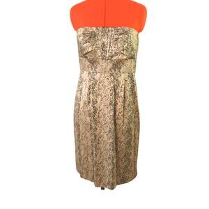 Antonio Melani women's Gold and Brown snake print strapless dress size 8